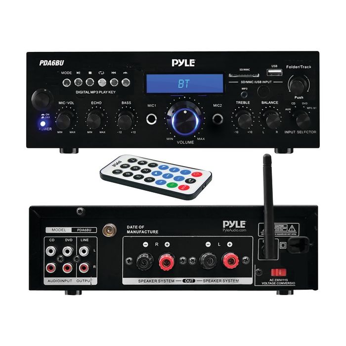 Pyle Home PDA6BU 200-Watt Bluetooth Stereo Amp Receiver with USB & SD Card Readers