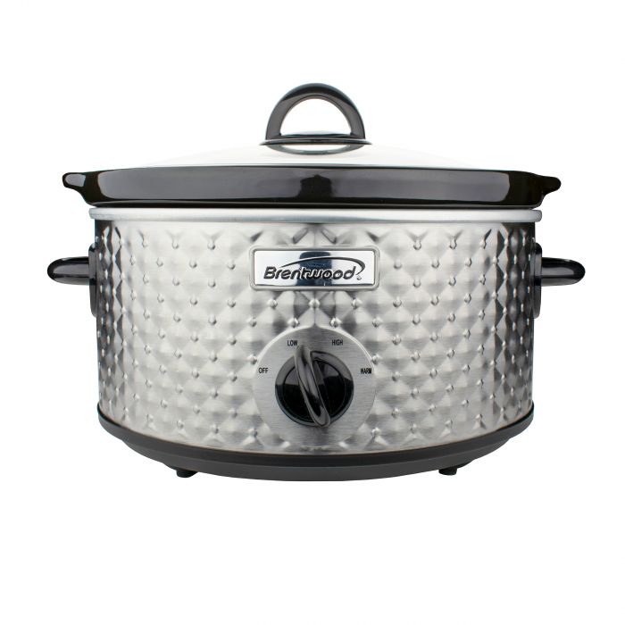 Brentwood 3.5 Quart Diamond Pattern Slow Cooker in Stainless Steel