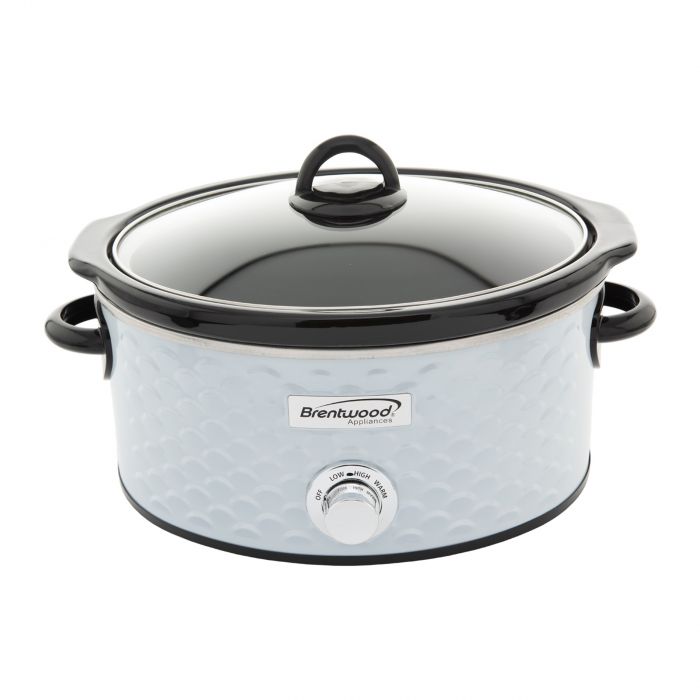 Brentwood Scallop Pattern 4.5 Quart Slow Cooker in White