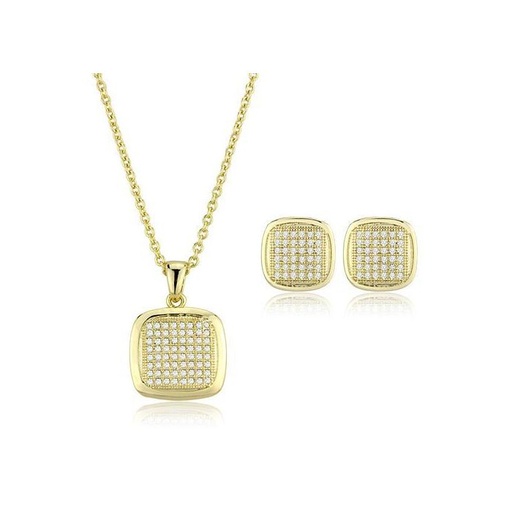 Gold Brass Jewelry Sets with AAA Grade CZ in Clear